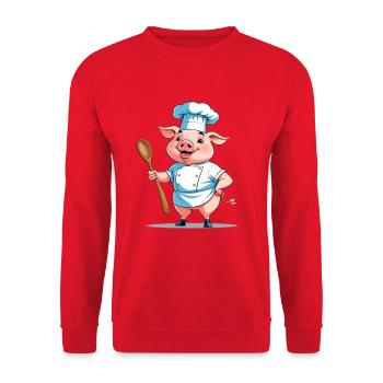 Cooking Pig Chef - Unisex Sweatshirt - red - Front - Alina (178cm) & Michal (187cm)