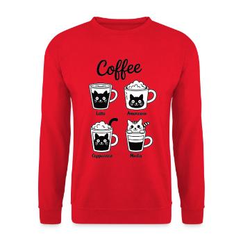 Katzen und Kaffee Shirt und Tassen Design - Unisex Pullover - Rot - Vorne - Alina (178cm) & Michal (187cm)