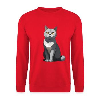 Elegant gray cat illustration - Unisex Sweatshirt - red - Front - Alina (178cm) & Michal (187cm)