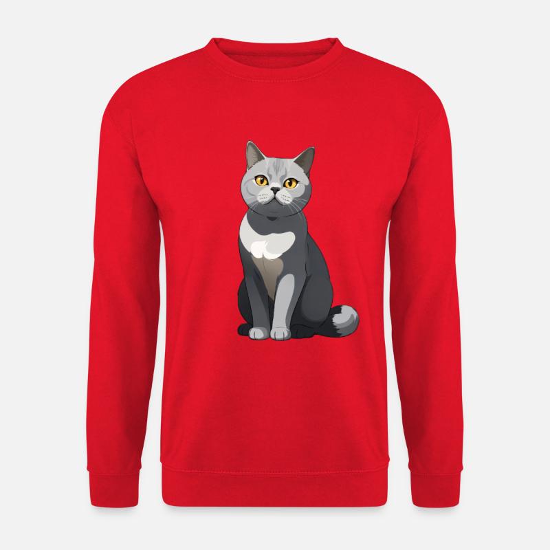 Elegante graue Katze Illustration - Unisex Pullover - Rot