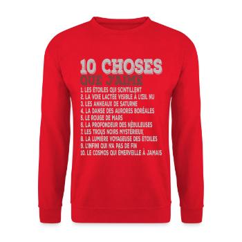 10 Things I Love Passion Astronomy & Universe - Unisex Sweatshirt - red - Front - Alina (178cm) & Michal (187cm)