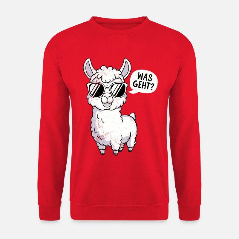Alpaka WAS GEHT? Cooles Lama Lustiges - Unisex Pullover - Rot