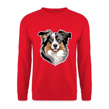 Australien Shepherd Tiermotiv für Tierliebhaber - Unisex Pullover - Rot - Vorne - Alina (178cm) & Michal (187cm)