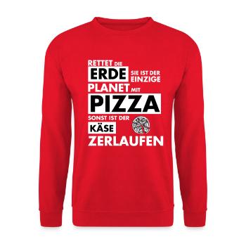 Rettet die Erde der einzige Planet mit Pizza - Unisex Pullover - Rot - Vorne - Alina (178cm) & Michal (187cm)