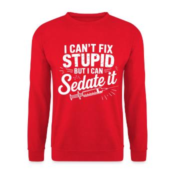 Humorvolles Mediziner Motiv - Unisex Pullover - Rot - Vorne - Alina (178cm) & Michal (187cm)
