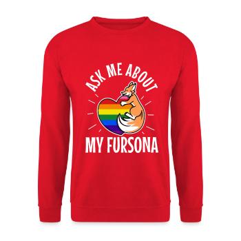 Ask me about my Fursona - Unisex Sweatshirt - red - Front - Alina (178cm) & Michal (187cm)