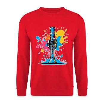 Illustration de clarinette aux couleurs vives - Sweat-shirt Unisexe - rouge - Devant - Alina (178cm) & Michal (187cm)