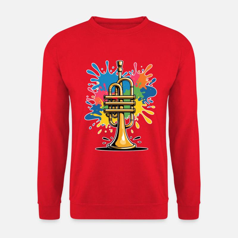 Lebendige Trompetenillustration im Graffiti-Stil - Unisex Pullover - Rot