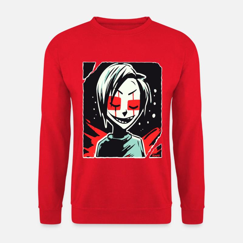 Dunkle humanoide Leinwandkunst - Unisex Pullover - Rot