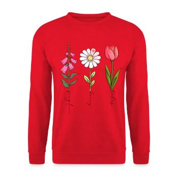 Foxglove Daisy Tulip vintage style flowers - Unisex Sweatshirt - red - Front - Alina (178cm) & Michal (187cm)