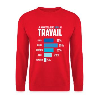 I Always Give 100% to Work Humor Office - Unisex Sweatshirt - red - Front - Alina (178cm) & Michal (187cm)