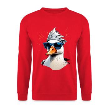 Cool Gans mit Sonnenbrille - Unisex Pullover - Rot - Vorne - Alina (178cm) & Michal (187cm)
