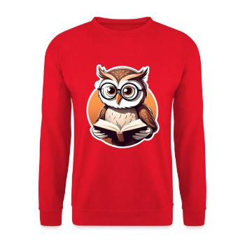 Owl Reader Illustration for Education - Unisex Sweatshirt - red - Front - Alina (178cm) & Michal (187cm)