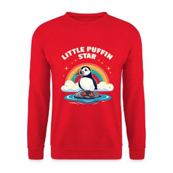 Petit Étourneau Macareux – Arc-en-ciel Macareux - Sweat-shirt Unisexe - rouge - Devant - Alina (178cm) & Michal (187cm)