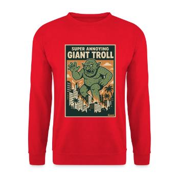 Der riesige Troll in der Stadt ist supernervig - Unisex Pullover - Rot - Vorne - Alina (178cm) & Michal (187cm)