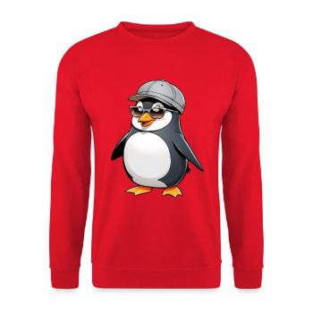 Cool Pingu mit Style - Unisex Pullover - Rot - Vorne - Alina (178cm) & Michal (187cm)