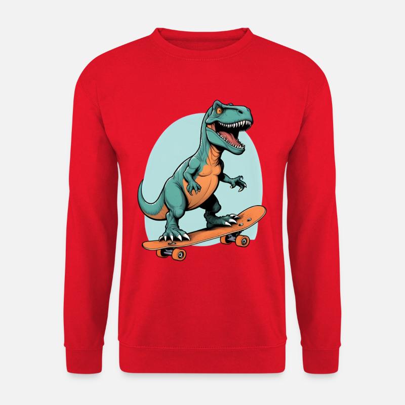 Dinosaurischer Skater mit cooler Pose - Unisex Pullover - Rot