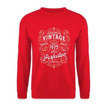 Vintage 1975 Design for Men and Women - Unisex Sweatshirt - red - Front - Alina (178cm) & Michal (187cm)