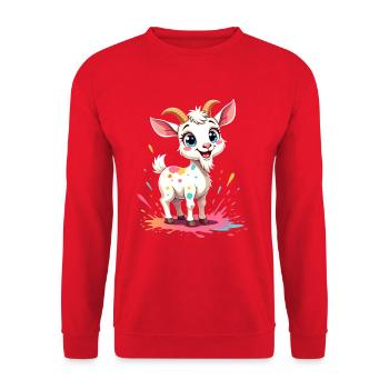 Cute colorful baby goat print - Unisex Sweatshirt - red - Front - Alina (178cm) & Michal (187cm)