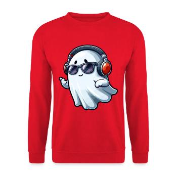 Fantôme d’Halloween avec lunettes de soleil et écouteurs - Sweat-shirt Unisexe - rouge - Devant - Alina (178cm) & Michal (187cm)