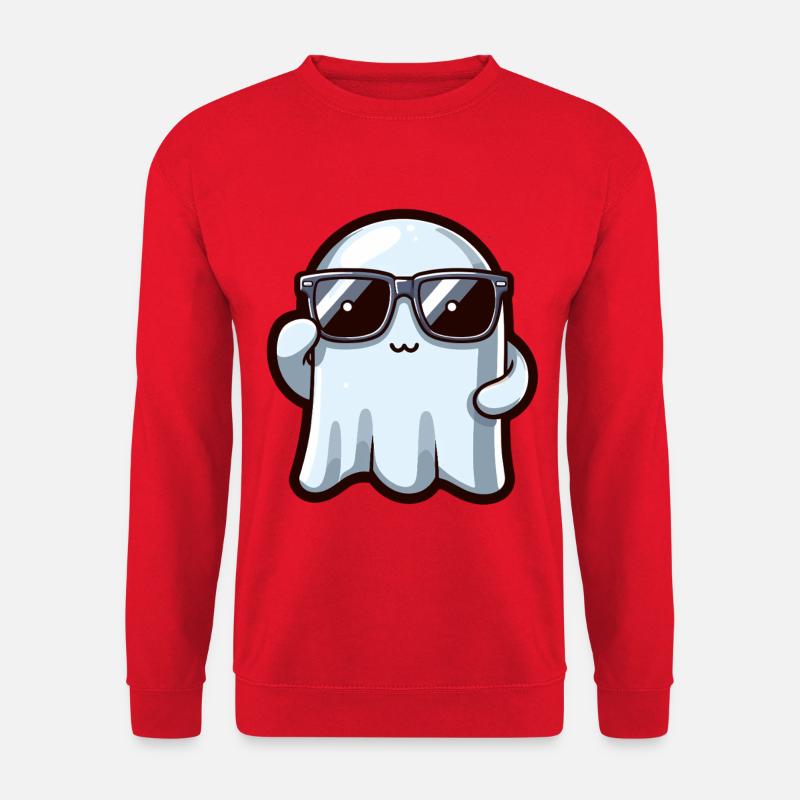 Stylish Halloween Ghost with Sunglasses - Unisex Sweatshirt - red