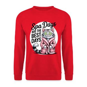 Spa days are the best days cat relaxation - Unisex Sweatshirt - red - Front - Alina (178cm) & Michal (187cm)