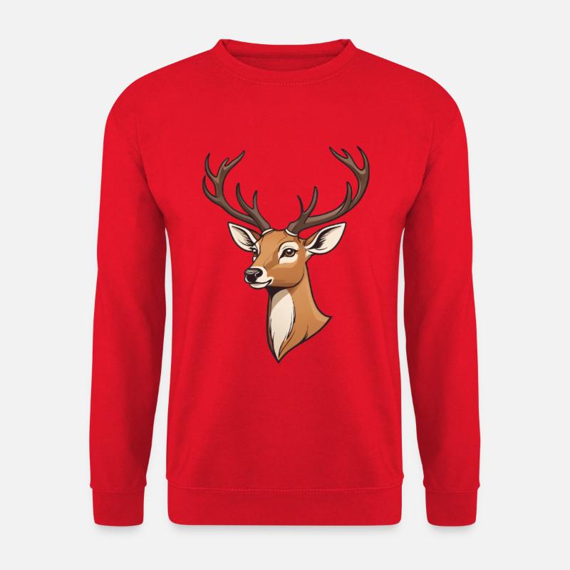 Eleganter Hirsch mit Geweih - Unisex Pullover - Rot