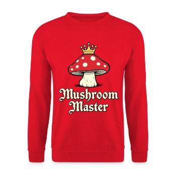 Mushroom Master - Pilzkönig Spruch - Unisex Pullover - Rot - Vorne - Alina (178cm) & Michal (187cm)