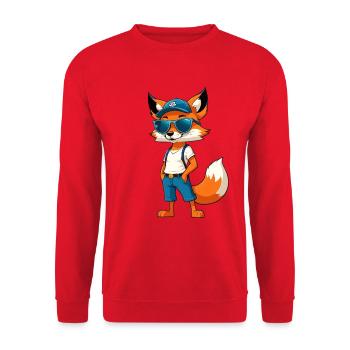 Cool Urban Füchchen im Streetstyle - Unisex Pullover - Rot - Vorne - Alina (178cm) & Michal (187cm)
