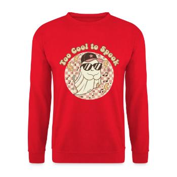 Cooler Geist mit too cool to spook - Unisex Pullover - Rot - Vorne - Alina (178cm) & Michal (187cm)