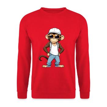 Singe cool avec lunettes de soleil et casquette - Sweat-shirt Unisexe - rouge - Devant - Alina (178cm) & Michal (187cm)