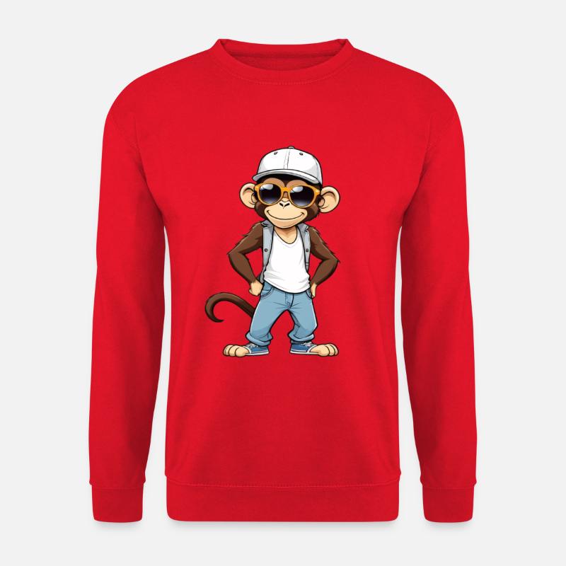 Cool monkey with sunglasses and cap - Unisex Sweatshirt - red