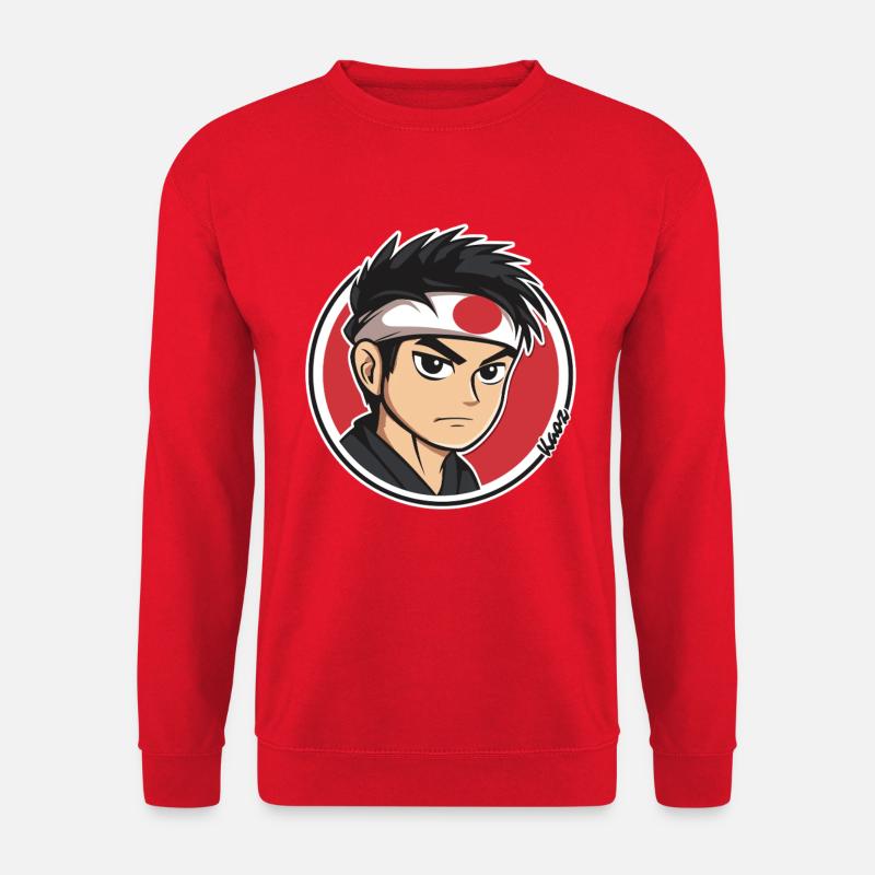 Anime Samurai Charakter Illustration - Unisex Pullover - Rot