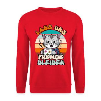 Mallorca Party LET'S STAY STRANGERS Funny - Unisex Sweatshirt - red - Front - Alina (178cm) & Michal (187cm)