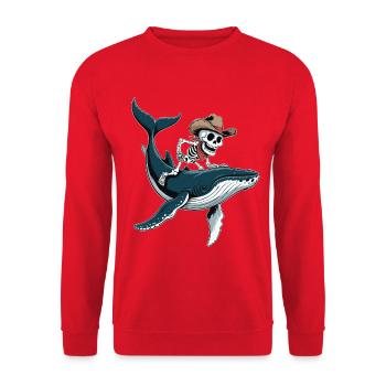 Squelette de cow-boy sur baleine à bosse - Sweat-shirt Unisexe - rouge - Devant - Alina (178cm) & Michal (187cm)