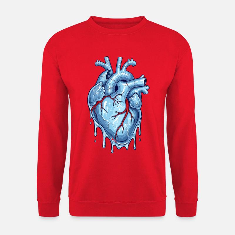 Blauer Neon Herz mit Wasser-Effekt - Unisex Pullover - Rot