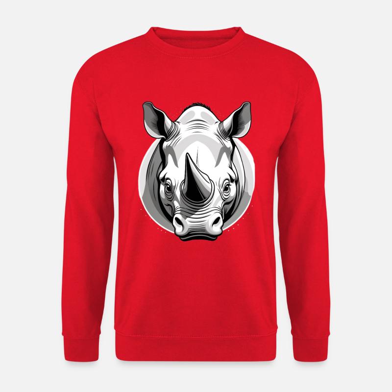 Stilvolle Nashorn-Illustration - Unisex Pullover - Rot