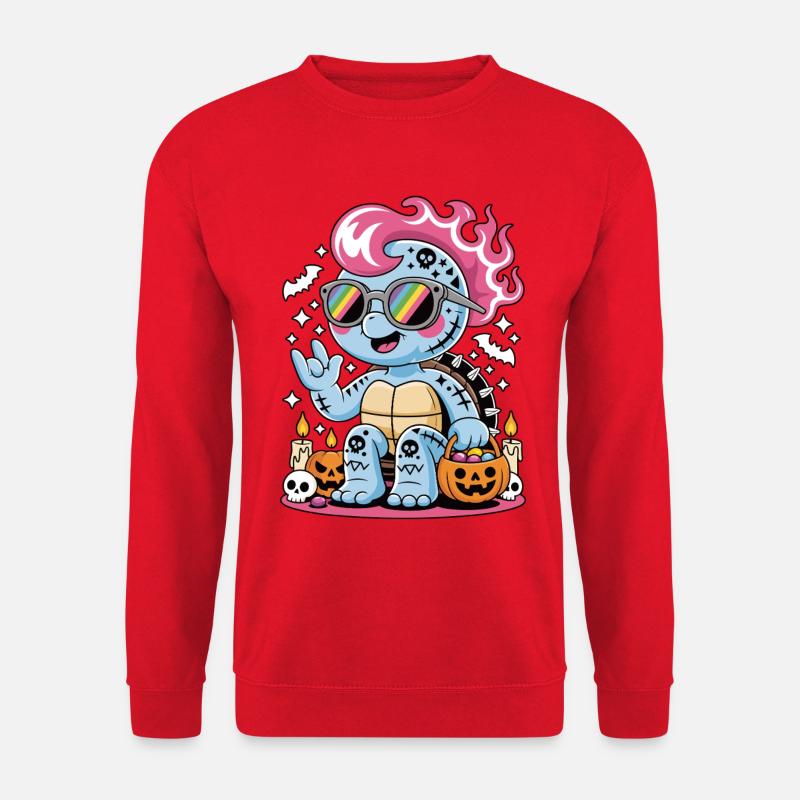Punk Rocker Halloween Schildkröte mit Sonnenbrille - Unisex Pullover - Rot