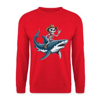 Cow-boy squelette à l’aventure des requins - Sweat-shirt Unisexe - rouge - Devant - Alina (178cm) & Michal (187cm)