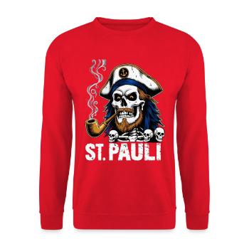 St.Pauli Kiez Hamburg Totenkopf Sankt Pauli - Sweat-shirt Unisexe - rouge - Devant - Alina (178cm) & Michal (187cm)