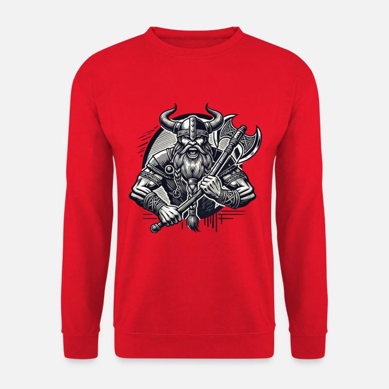 Krieger mit Axt und Hornhelm - Unisex Pullover - Rot