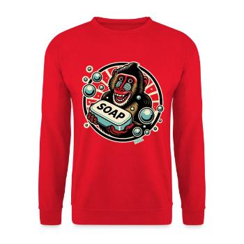 Mandrill Monkey with Soap - Unisex Sweatshirt - red - Front - Alina (178cm) & Michal (187cm)