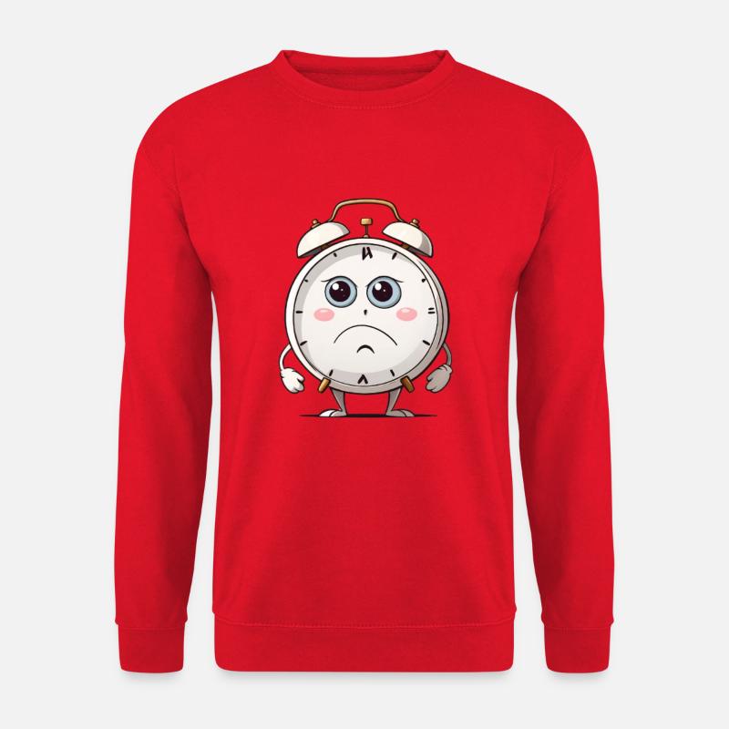 Kummernder Wecker Cartoon Design - Unisex Pullover - Rot