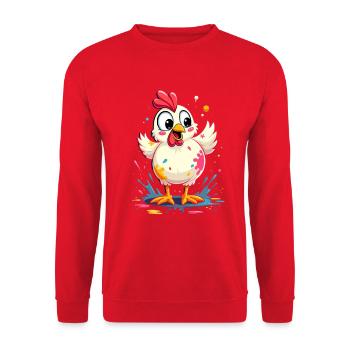 Poulet coloré mignon avec des éclaboussures de peinture - Sweat-shirt Unisexe - rouge - Devant - Alina (178cm) & Michal (187cm)