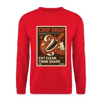 Chip Drop Wood Carver Poster Retro - Unisex Sweatshirt - red - Front - Alina (178cm) & Michal (187cm)