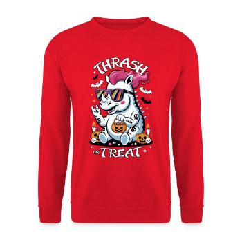 Halloween Rhino with sunglasses - Unisex Sweatshirt - red - Front - Alina (178cm) & Michal (187cm)