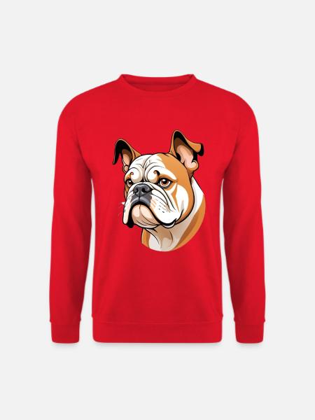 Bulldog Head Cartoon Illustration - Unisex Sweatshirt - red