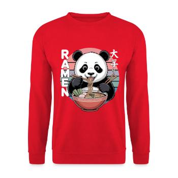 Panda Ramen Bowl Retro - Unisex Sweatshirt - red - Front - Alina (178cm) & Michal (187cm)