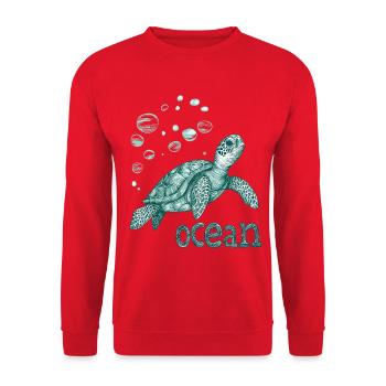 Save the ocean - turtle - Unisex Sweatshirt - red - Front - Alina (178cm) & Michal (187cm)