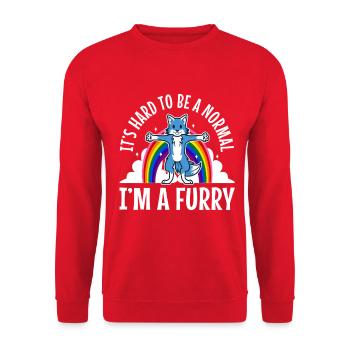 It's Hard To Be A Normal I'm A Furry - Unisex Sweatshirt - red - Front - Alina (178cm) & Michal (187cm)